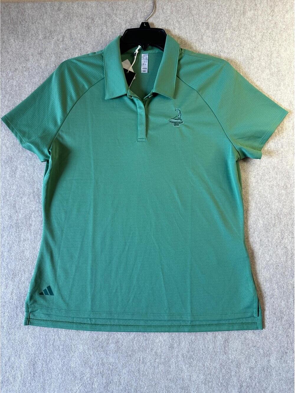 ADIDAS Womens Polo Green Large UPF 50 Pinehurst NC Chest Logo Heat.Rdy